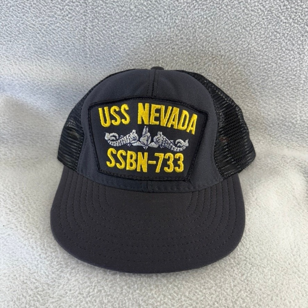 Vintage USS Nevada Hat Adult OSFA Blue Navy SSBN-733 Northstar Submarine USA